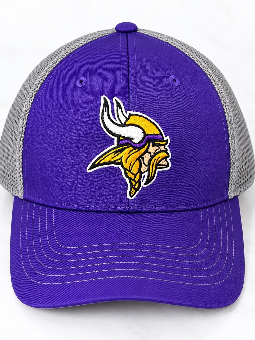NFL Team Apparel Minnesota Vikings Purple Gray Trucker Hat One Size Stretch
